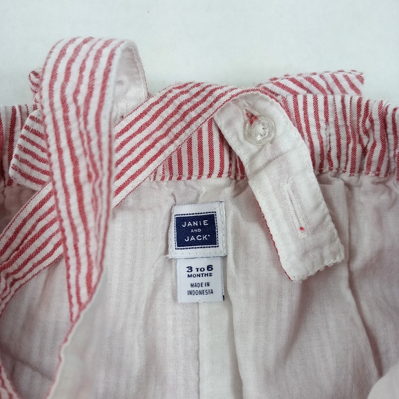 3-6 Months Janie and Jack Red White and Blue Seersucker Romper Skirted Playsuit - Picture 5 of 5